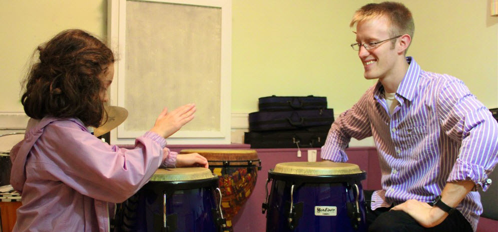 Music Teacher and Drum Student