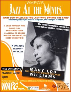 A poster with a picture of Mary Lou Williams